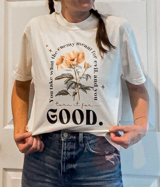 Christian Tee - Turn It For Good - Bleached Christian Tee - Jesus Tee - Christian Apparel - Bleached Graphic Tee - Christian Gift (4-18)