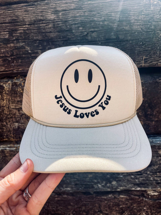 Christian Foam Trucker Hat, Jesus Loves You Trucker Hat, Foam Mesh Cap, Jesus Trucker Hat, Trucker Hat, Christian Gift, Religious Hat