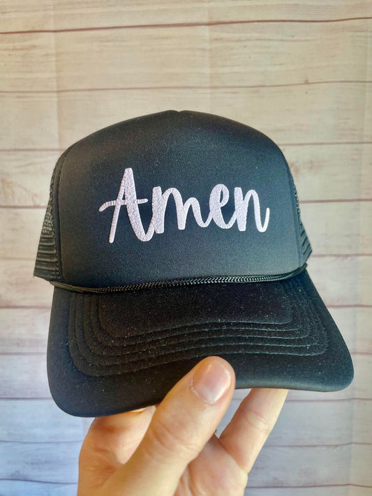 Christian Foam Trucker Hat, Amen Trucker Hat, Foam Mesh Cap, Jesus Trucker Hat, Foam Trucker Hat, Christian Gift, Religious Hat