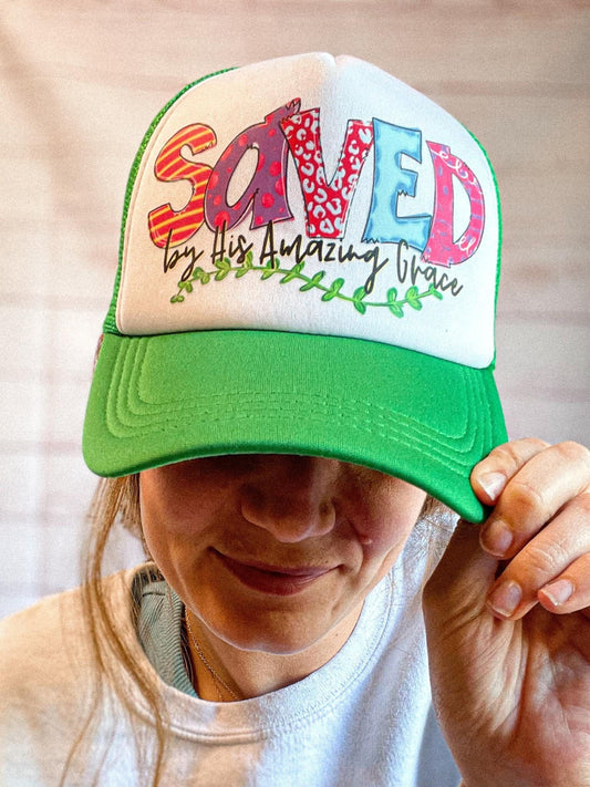 Christian Foam Trucker Hat, Amazing Grace Trucker Hat, Foam Mesh Cap, Jesus Trucker Hat, Trucker Hat, Christian Gift, Religious Hat