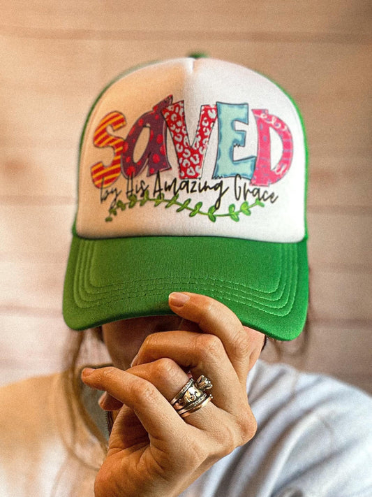 Christian Foam Trucker Hat, Amazing Grace Trucker Hat, Foam Mesh Cap, Jesus Trucker Hat, Trucker Hat, Christian Gift, Religious Hat