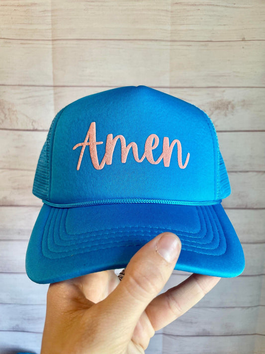 Christian Foam Trucker Hat, Amen Trucker Hat, Foam Mesh Cap, Jesus Trucker Hat, Foam Trucker Hat, Christian Gift, Religious Hat