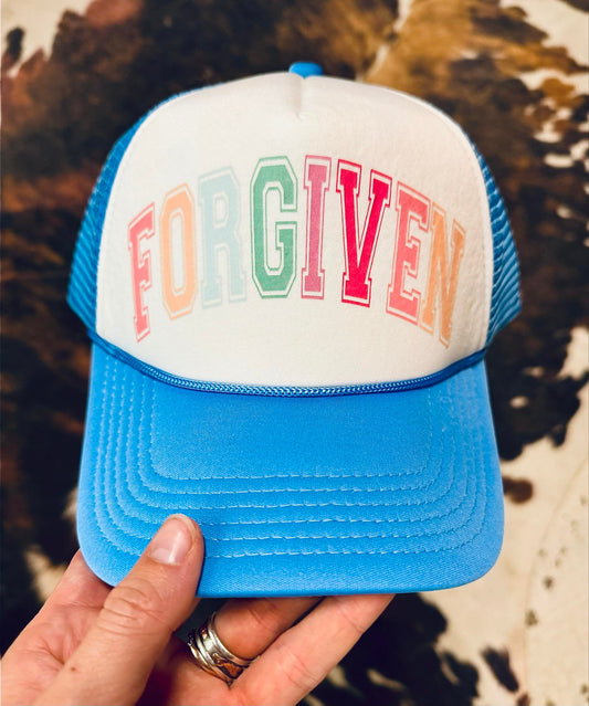 Christian Foam Trucker Hat, Forgiven Trucker Hat, Foam Mesh Cap, Jesus Trucker Hat, Trucker Hat, Christian Gift, Religious Hat