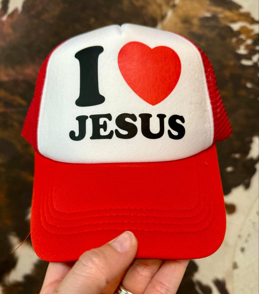 Christian Foam Trucker Hat, I Love Jesus Trucker Hat, Foam Mesh Cap, Jesus Trucker Hat, Trucker Hat, Christian Gift, Religious Hat