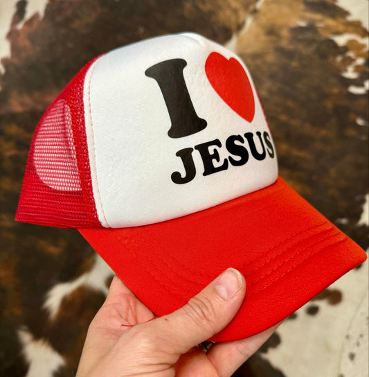 Christian Foam Trucker Hat, I Love Jesus Trucker Hat, Foam Mesh Cap, Jesus Trucker Hat, Trucker Hat, Christian Gift, Religious Hat