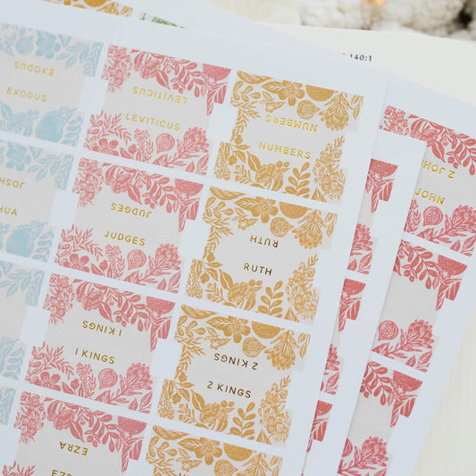 Christian Bible Tabs - Gold Foil Citrus Bible Tabs - Christian Gift - Books Of The Bible Tabs - Bible Accessories - Bible Tabs - Page Marker