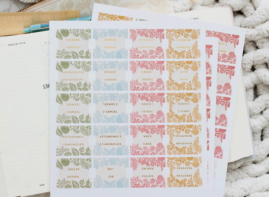 Christian Bible Tabs - Gold Foil Citrus Bible Tabs - Christian Gift - Books Of The Bible Tabs - Bible Accessories - Bible Tabs - Page Marker