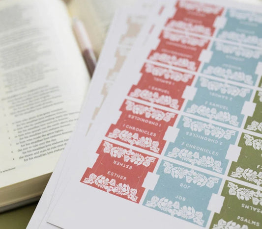 Christian Bible Tabs - White Floral Bible Tabs - Christian Gift - Books Of The Bible Tabs - Bible Accessories - Bible Tabs - Page Marker