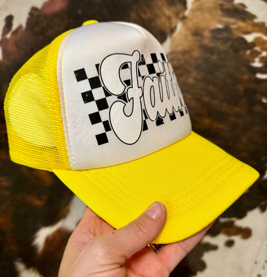 Christian Foam Trucker Hat, Faith blk/wht Trucker Hat, Foam Mesh Cap, Jesus Trucker Hat, Trucker Hat, Christian Gift, Religious Hat