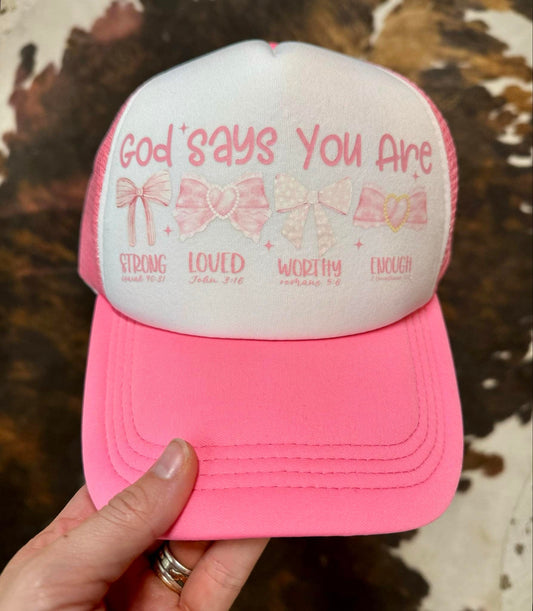 Christian Foam Trucker Hat, God Says You Are Bows Trucker Hat, Foam Mesh Cap, Jesus Trucker Hat, Trucker Hat, Christian Gift, Religious Hat