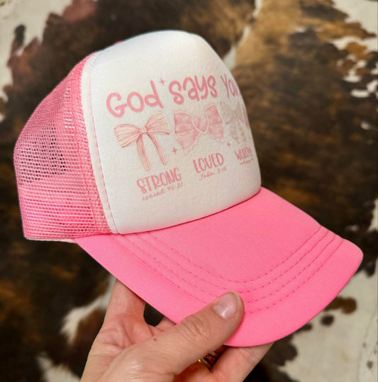 Christian Foam Trucker Hat, God Says You Are Bows Trucker Hat, Foam Mesh Cap, Jesus Trucker Hat, Trucker Hat, Christian Gift, Religious Hat