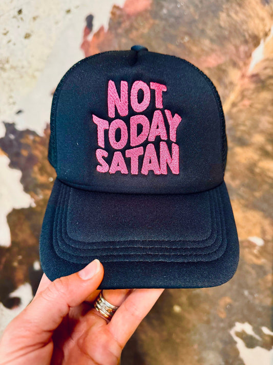 Christian Embroidered Trucker Hat, Not Today Satan Trucker Hat, Foam Mesh Cap, Jesus Trucker Hat, Trucker Hat, Christian Gift, Embroidery