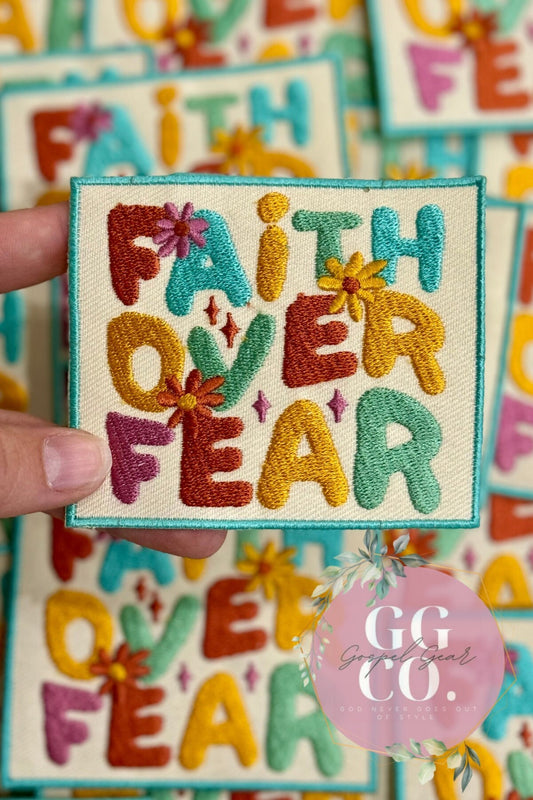 Faith Over Fear Patch, Christian Hat Patch, Embroidered Patch, Trucker Hat Patch, Iron On, Trendy Hat Patch, Jesus Patch.