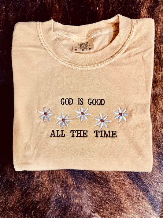 Embroidered Tee - God Is Good Always Embroidered Shirt - Christian Tee - Comfort Colors Shirt - Embroidered Shirt - Jesus Shirt - Christian