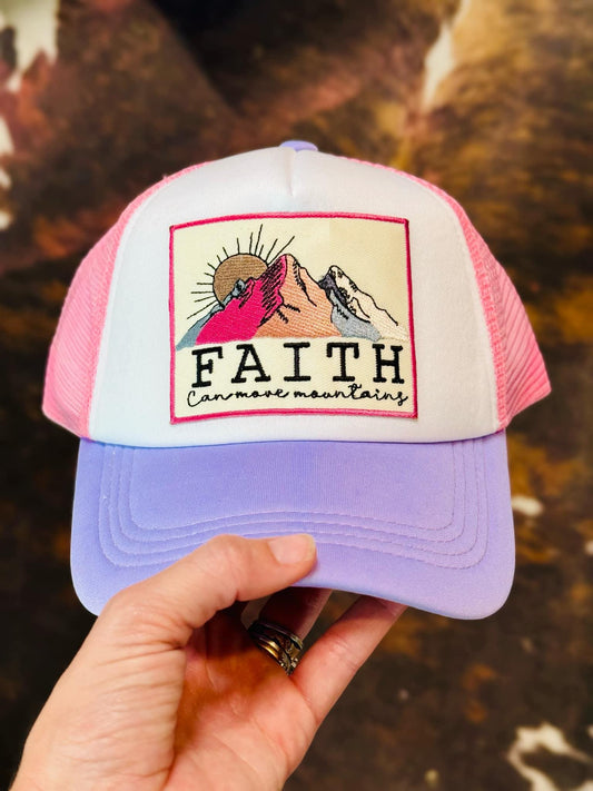 Christian Foam Trucker Hat, Faith Can Move Mountains Hat, Embroidered Patch Hat, Trucker Hat, Patch Trucker Hat, Christian Gift, Embroidered