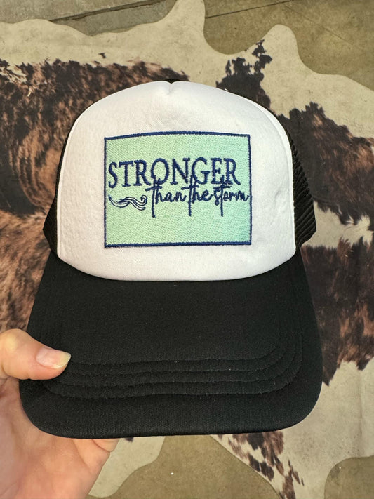 Christian Foam Trucker Hat, Stronger Than The Storm Hat, Embroidered Patch Hat, Trucker Hat, Patch Trucker Hat, Christian Gift, Embroidered