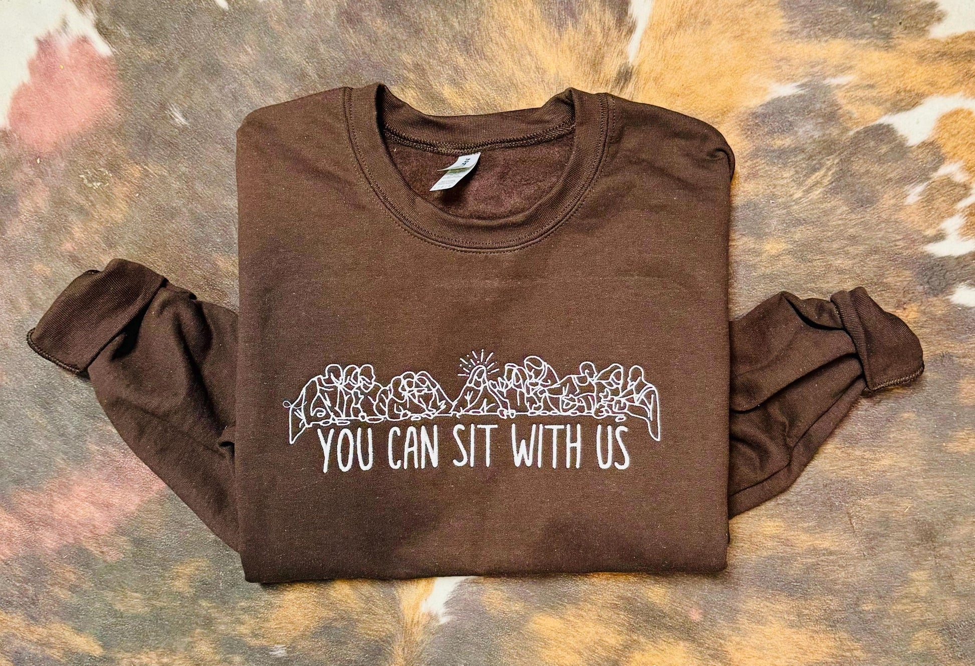 Embroidered Pullover, You Can Sit With Us Pullover, Christian Sweatshirt, Embroidered Jesus Pullover, Christian Pullover, Christian Gift
