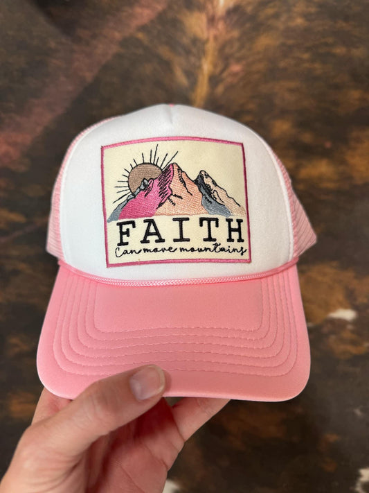 Christian Foam Trucker Hat, Faith Can Move Mountains Hat, Embroidered Patch Hat, Trucker Hat, Patch Trucker Hat, Christian Gift, Embroidered