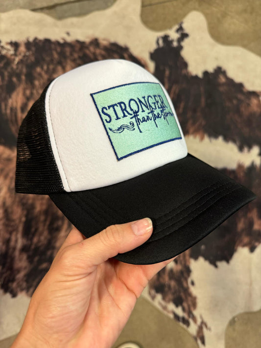 Christian Foam Trucker Hat, Stronger Than The Storm Hat, Embroidered Patch Hat, Trucker Hat, Patch Trucker Hat, Christian Gift, Embroidered