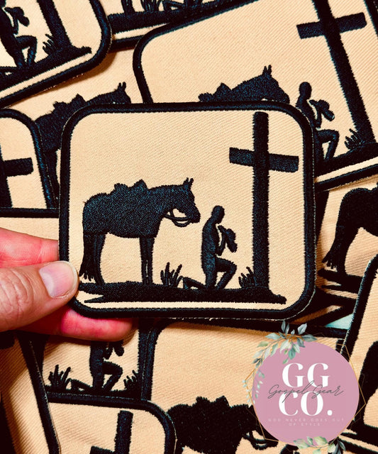 Praying Cowboy Patch, Christian Hat Patch, Embroidered Patch, Trucker Hat Patch, Iron On, Trendy Hat Patch, Jesus Patch.