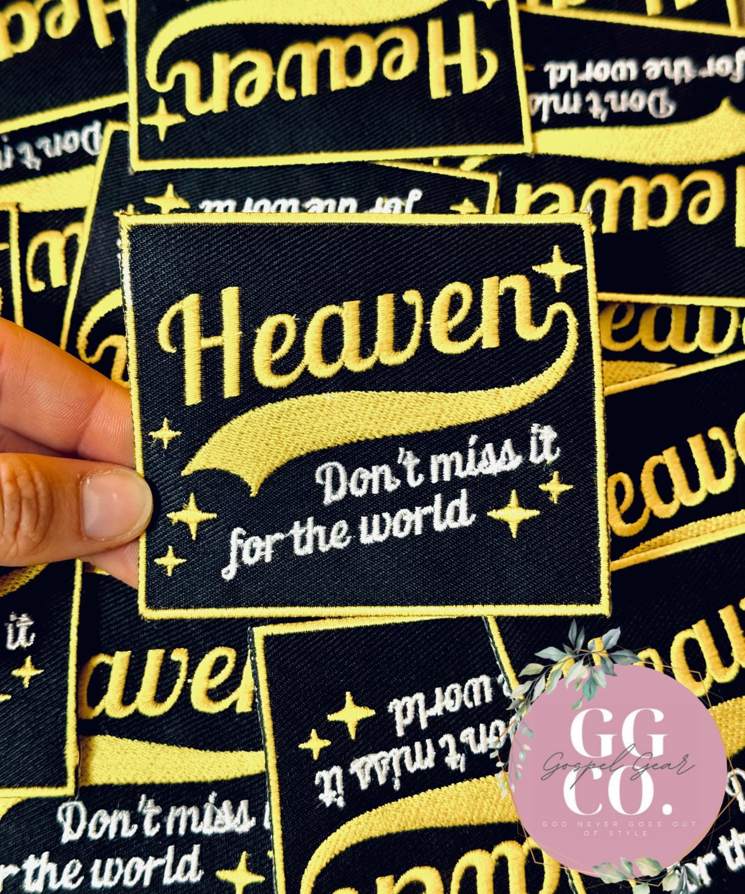 Heaven Don’t Miss It For The World Patch, Christian Hat Patch, Embroidered Patch, Trucker Hat Patch, Iron On, Trendy Hat Patch, Jesus Patch.