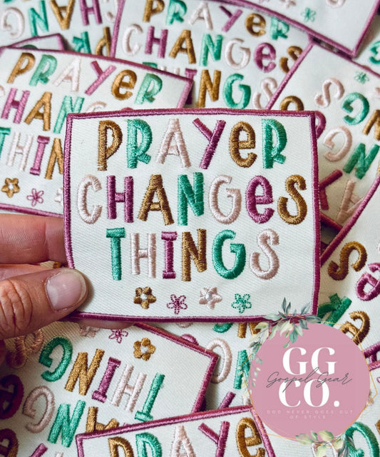 Prayer Changes Things Patch, Christian Hat Patch, Embroidered Patch, Trucker Hat Patch, Iron On, Trendy Hat Patch, Jesus Patch.