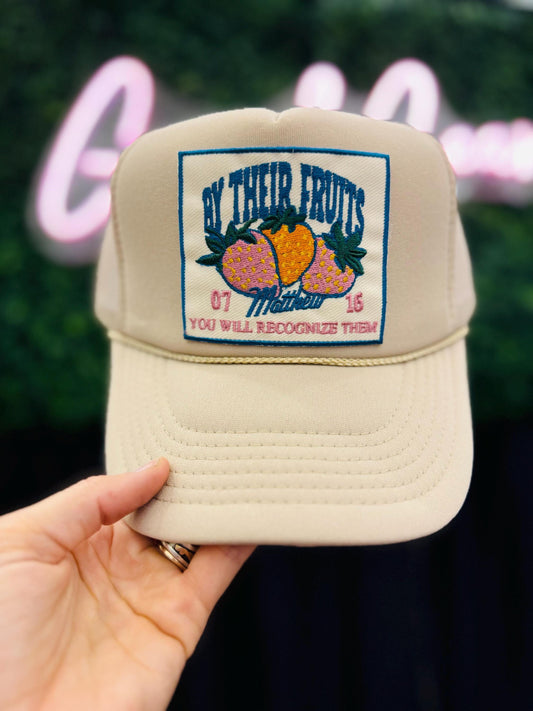 Christian Foam Trucker Hat, By Their Fruits Trucker Hat, Embroidered Patch Hat, Trucker Hat, Patch Trucker Hat, Christian Gift, Jesus Hats