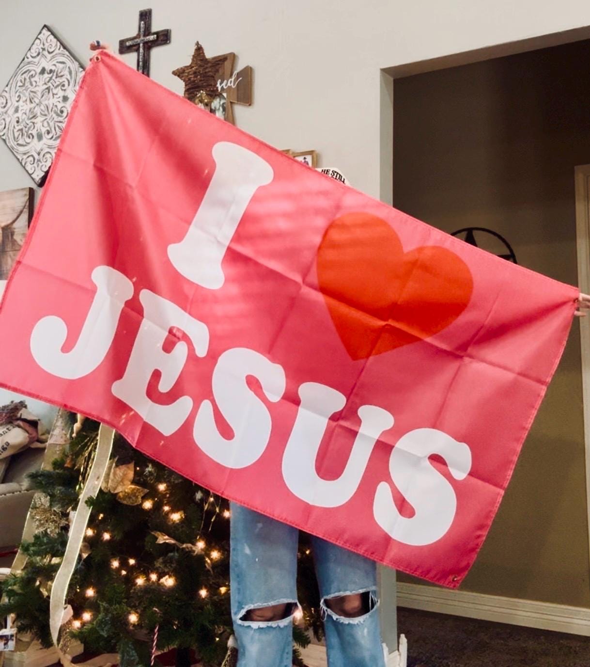 Christian Flag, I Love Jesus Flag, I Heart Jesus Flag, Christian Flag, Jesus Flag, Wall Flag, Christian Gift, Hanging Flag, Flag, Christian