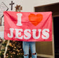 Christian Flag, I Love Jesus Flag, I Heart Jesus Flag, Christian Flag, Jesus Flag, Wall Flag, Christian Gift, Hanging Flag, Flag, Christian