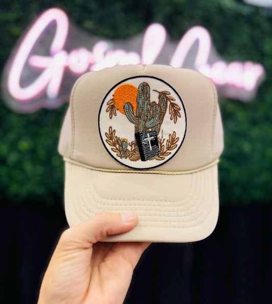 Christian Foam Trucker Hat, Cactus Bible Sun Trucker Hat, Embroidered Patch Hat, Trucker Hat, Patch Trucker Hat, Christian Gift, Embroidered