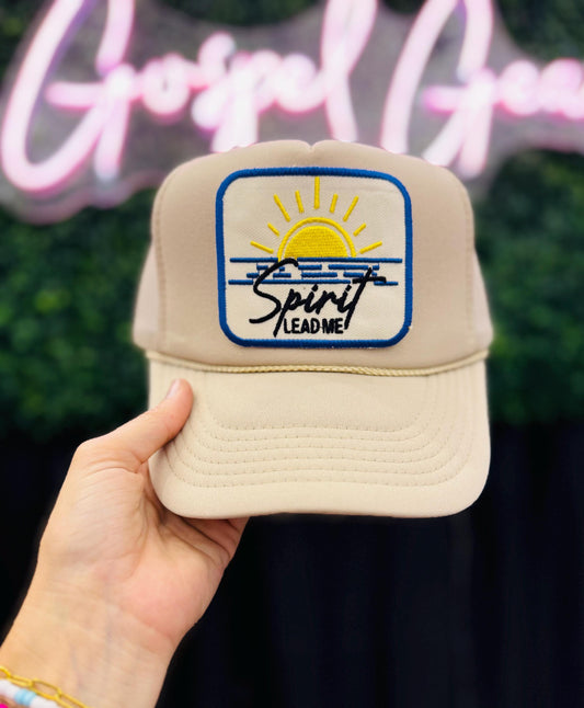Christian Foam Trucker Hat, Spirit Lead Me Sunrise Trucker Hat, Embroidered Patch Hat, Trucker Hat, Patch Trucker Hat, Christian Gift, Hat