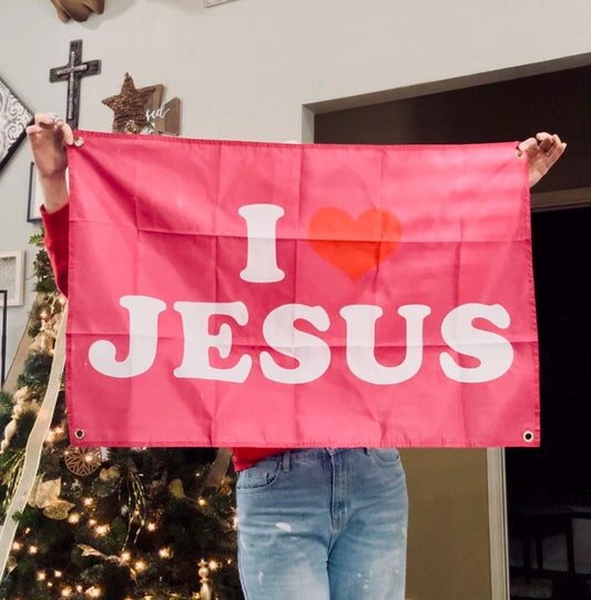 Christian Flag, I Love Jesus Flag, I Heart Jesus Flag, Christian Flag, Jesus Flag, Wall Flag, Christian Gift, Hanging Flag, Flag, Christian
