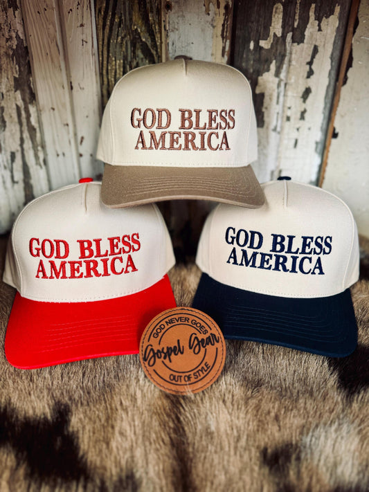 Christian Embroidered Hat, God Bless America Embroidered Hat, Vintage Baseball Cap, Jesus Trucker Hat, Trucker Hat, Christian Gift