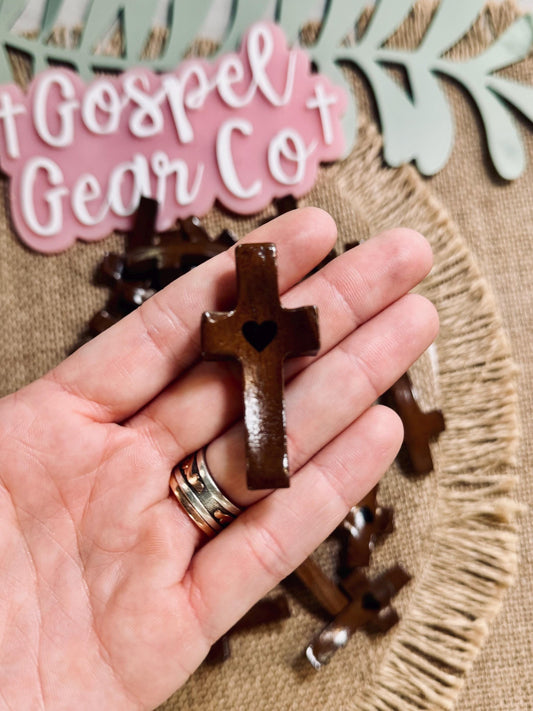 Cross My Heart Comfort Cross, Christian Comfort Cross, Handmade Cross, Small Thumb Cross, Christian Gift, Church Accessories, Wooden Cross