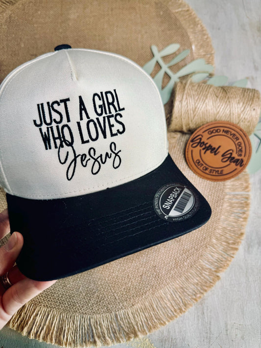 Christian Embroidered Hat, Just A Girl Who Loves Jesus Hat, Vintage Hat, Jesus Hat, Dad Hat, Christian Gift, Embroidered Canvas Hat, Hat