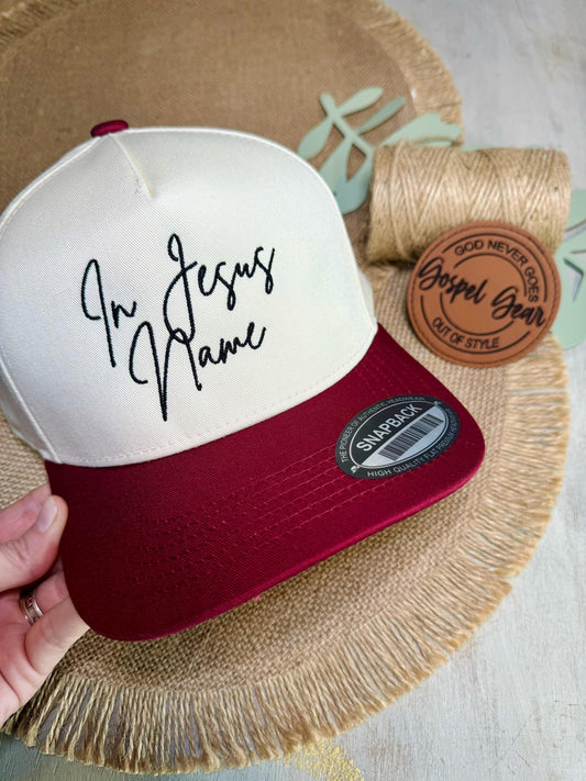 Christian Embroidered Hat, In Jesus Name Hat, Vintage Hat, Jesus Hat, Dad Hat, Christian Gift, Embroidered Canvas Hat, Baseball Hat, Hat