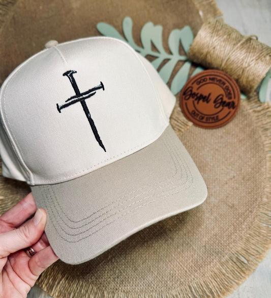 Christian Embroidered Hat, Three Nails Cross Hat, Vintage Hat, Jesus Hat, Dad Hat, Christian Gift, Embroidered Canvas Hat, Nail Cross Hat