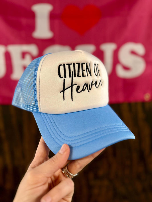 Christian Embroidered Trucker Hat, Citizen Of Heaven Trucker Hat, Foam Mesh Cap, Jesus Trucker Hat, Trucker Hat, Christian Gift