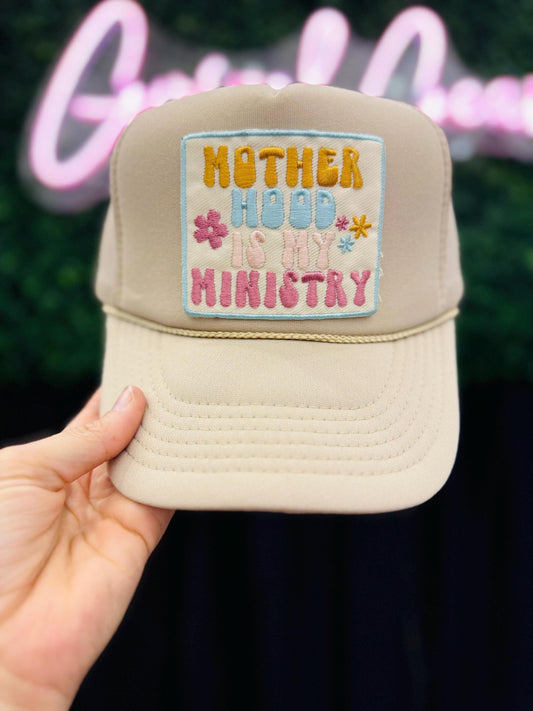 Christian Foam Trucker Hat, Motherhood Is Ministry Trucker Hat, Embroidered Patch Hat, Trucker Hat, Patch Trucker Hat, Christian Gift, Hat