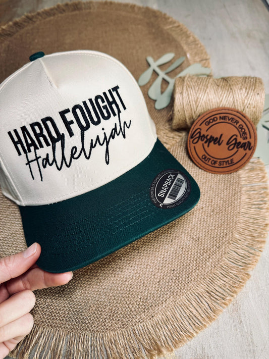 Christian Embroidered Hat, Hard Fought Hallelujah Hat, Vintage Hat, Jesus Hat, Dad Hat, Christian Gift, Embroidered Canvas Hat, Baseball Hat