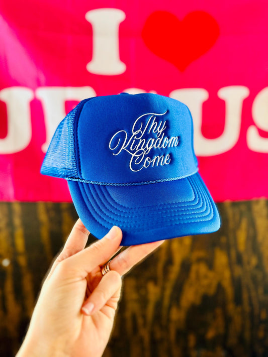 Christian Embroidered Trucker Hat, Thy Kingdom Come Trucker Hat, Foam Mesh Cap, Jesus Trucker Hat, Trucker Hat, Christian Gift, Hat, Jesus