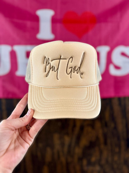Christian Embroidered Trucker Hat, But God Trucker Hat, Foam Mesh Cap, Jesus Trucker Hat, Trucker Hat, Christian Gift, But God, Jesus